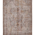 Vintage Manisa Turkish Area Rug 5x9 ft — Beige & Brown Geometric