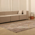 Vintage Manisa Turkish Area Rug 5x9 ft — Beige & Brown Geometric