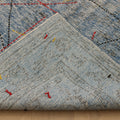 Vintage Manisa Turkish Area Rug 4x7 ft — Blue & Gray Geometric