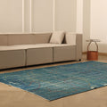 Vintage Manisa Turkish Area Rug 5x9 ft — Blue & Green Overdyed