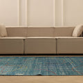 Vintage Manisa Turkish Area Rug 5x9 ft — Blue & Green Overdyed
