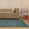 Vintage Manisa Turkish Area Rug 5x9 ft — Blue & Green Overdyed
