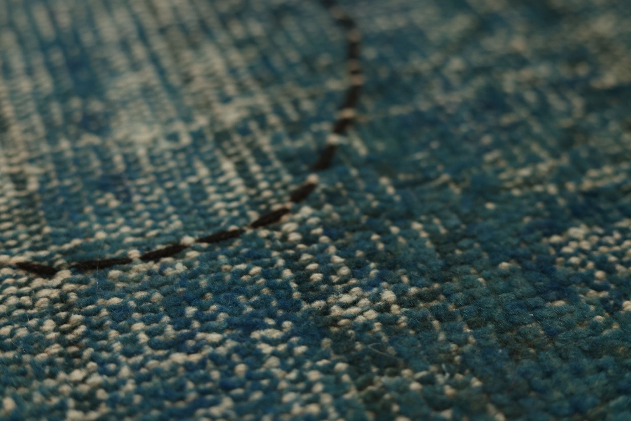 Vintage Manisa Turkish Area Rug 5x9 ft — Blue & Green Overdyed