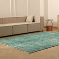 Vintage Isparta Turkish Area Rug 6x9 ft — Green Overdyed