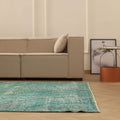 Vintage Isparta Turkish Area Rug 6x9 ft — Green Overdyed
