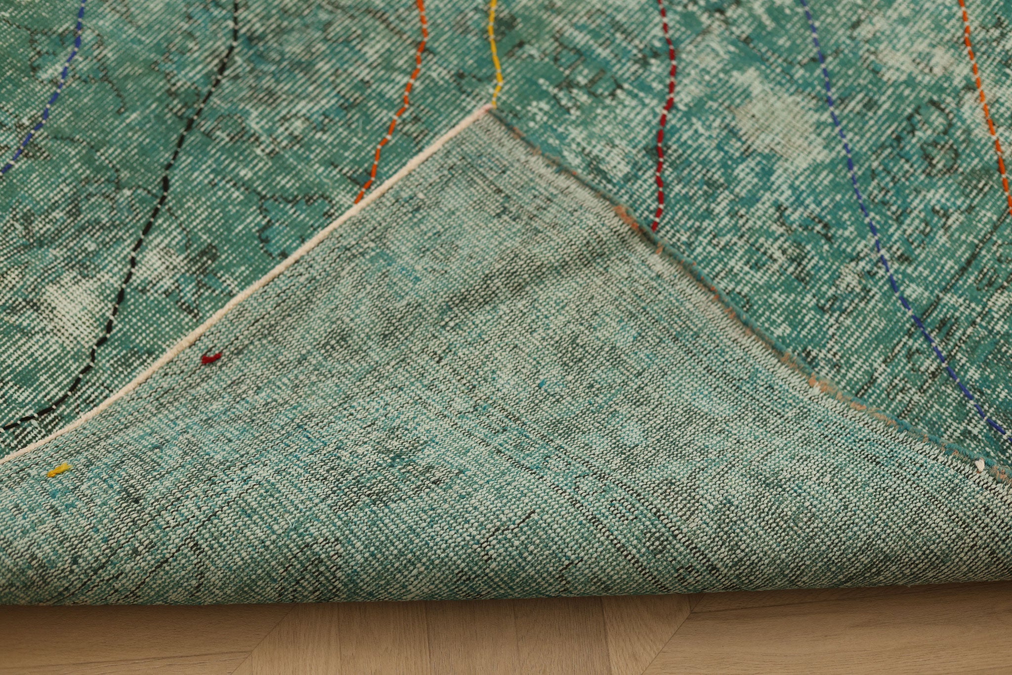 Vintage Isparta Turkish Area Rug 6x9 ft — Green Overdyed