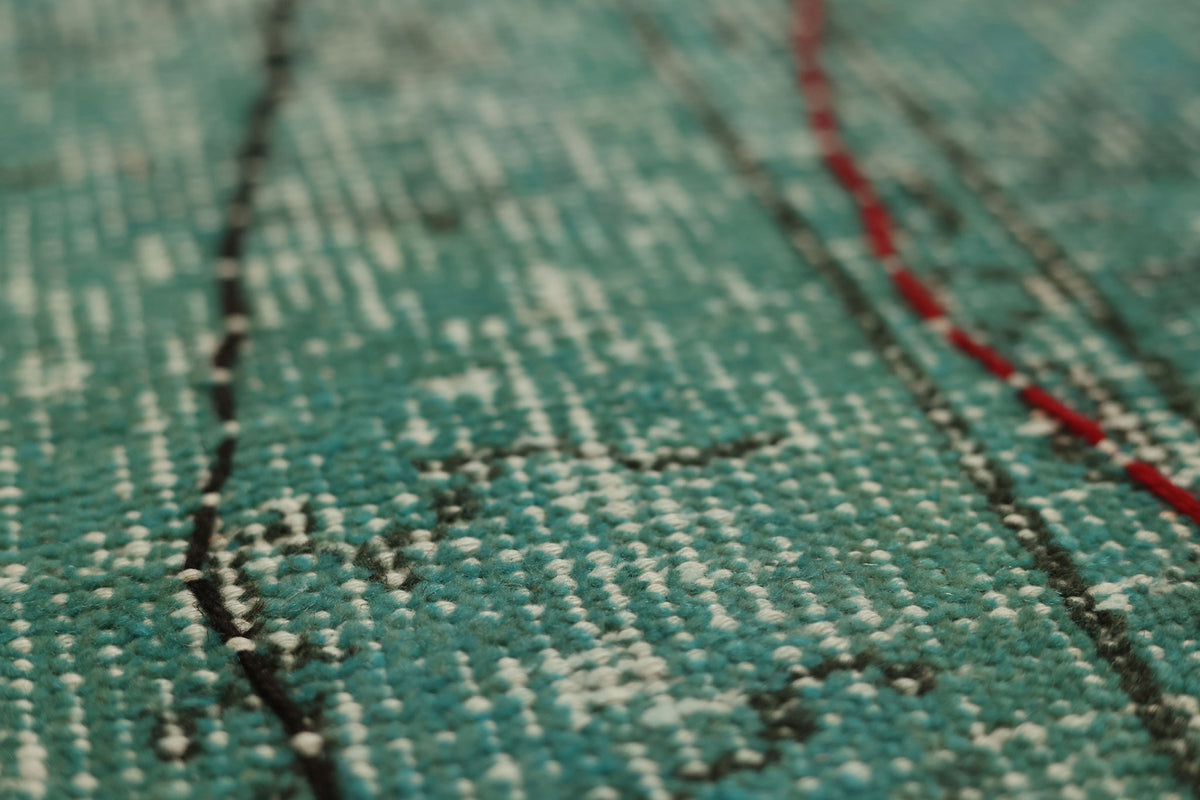 Vintage Isparta Turkish Area Rug 6x9 ft — Green Overdyed