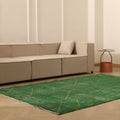 Vintage Isparta Turkish Area Rug 5x8 ft — Green Geometric