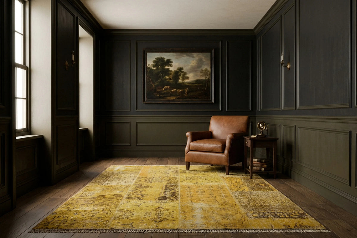 Patchwork Area Rug in a styled room