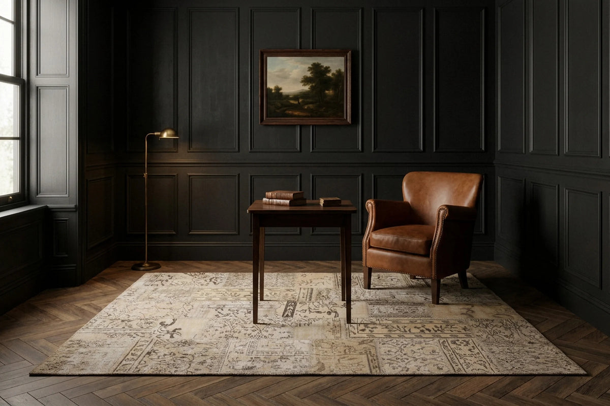 Patchwork Area Rug in a styled room
