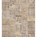 Vintage Turkish Area Rug 5x7 ft — Beige & Gray Patchwork