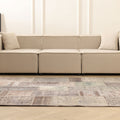 Vintage Turkish Area Rug 5x8 ft — Gray & Brown Patchwork
