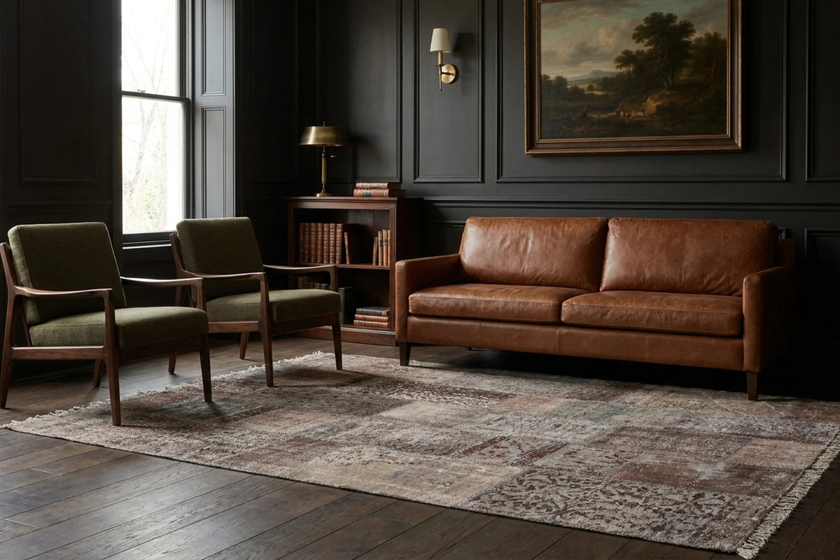 Patchwork Area Rug in a styled room