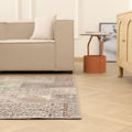 Vintage Turkish Area Rug 5x8 ft — Gray & Brown Patchwork
