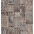Vintage Turkish Area Rug 5x8 ft — Gray & Brown Patchwork
