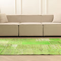 Vintage Turkish Area Rug 5x7 ft — Green Patchwork