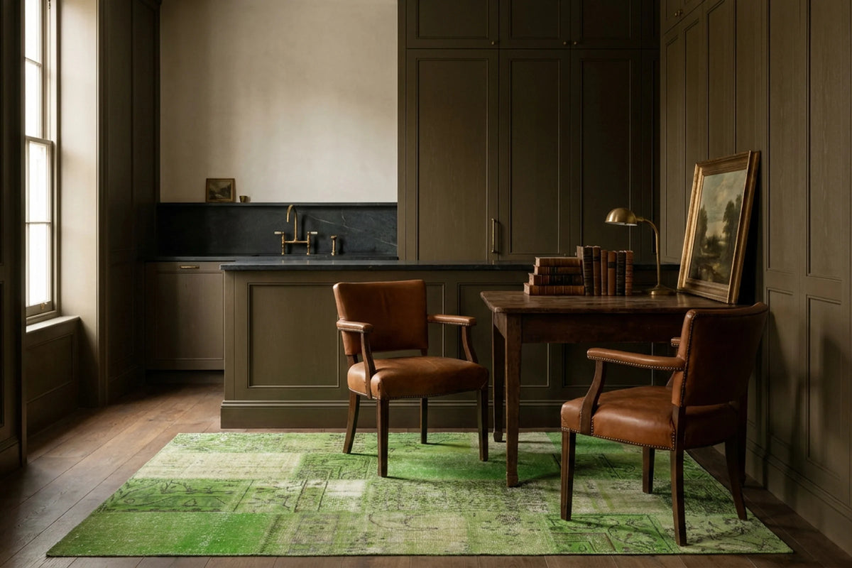 Patchwork Area Rug in a styled room