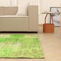 Vintage Turkish Area Rug 5x7 ft — Green Patchwork