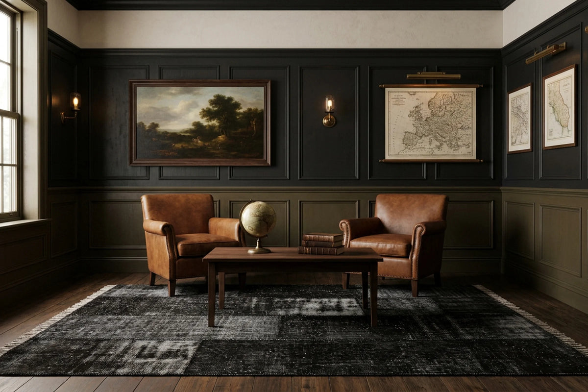 Patchwork Area Rug in a styled room