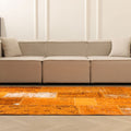Vintage Turkish Area Rug 5x7 ft — Orange Patchwork