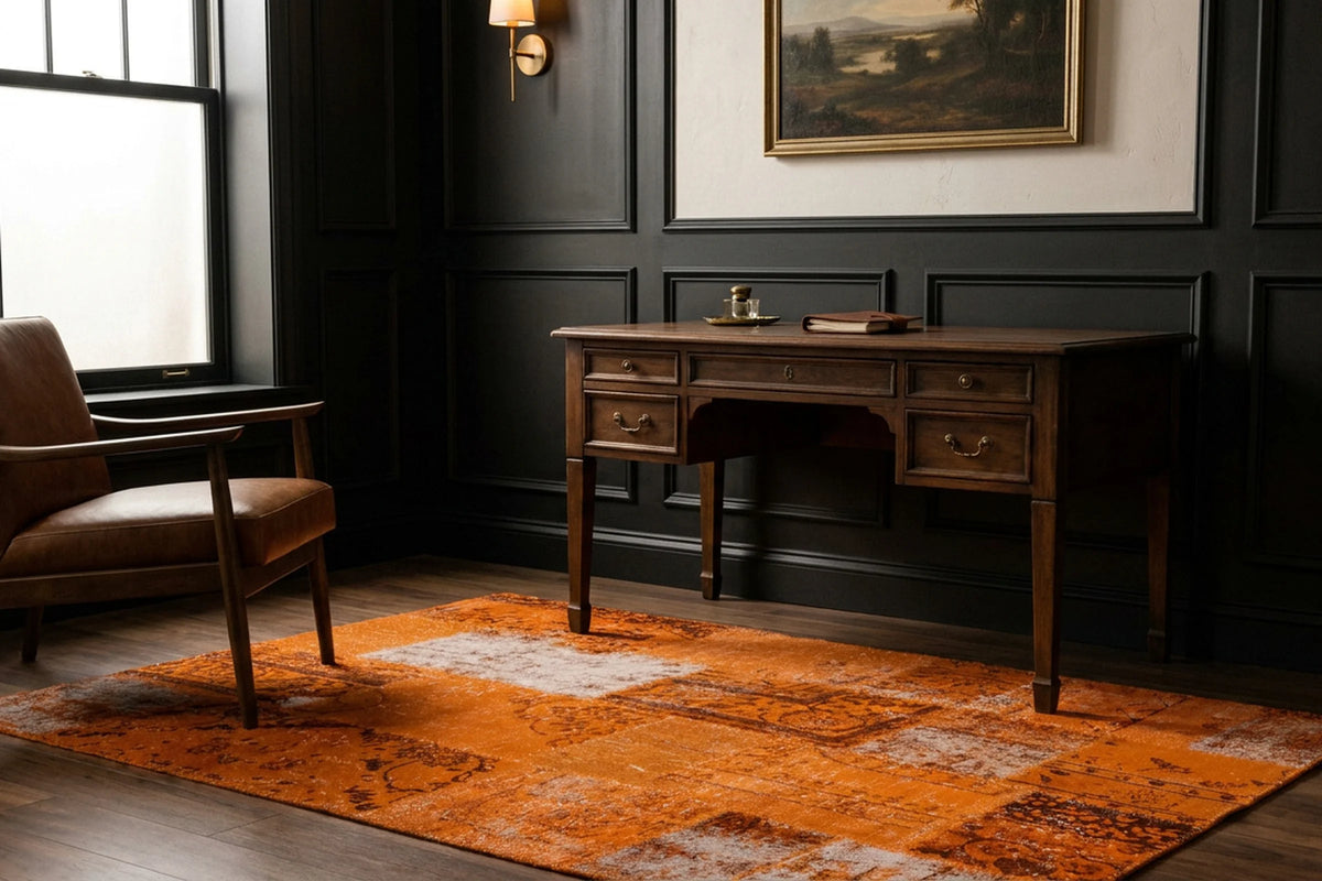Patchwork Area Rug in a styled room
