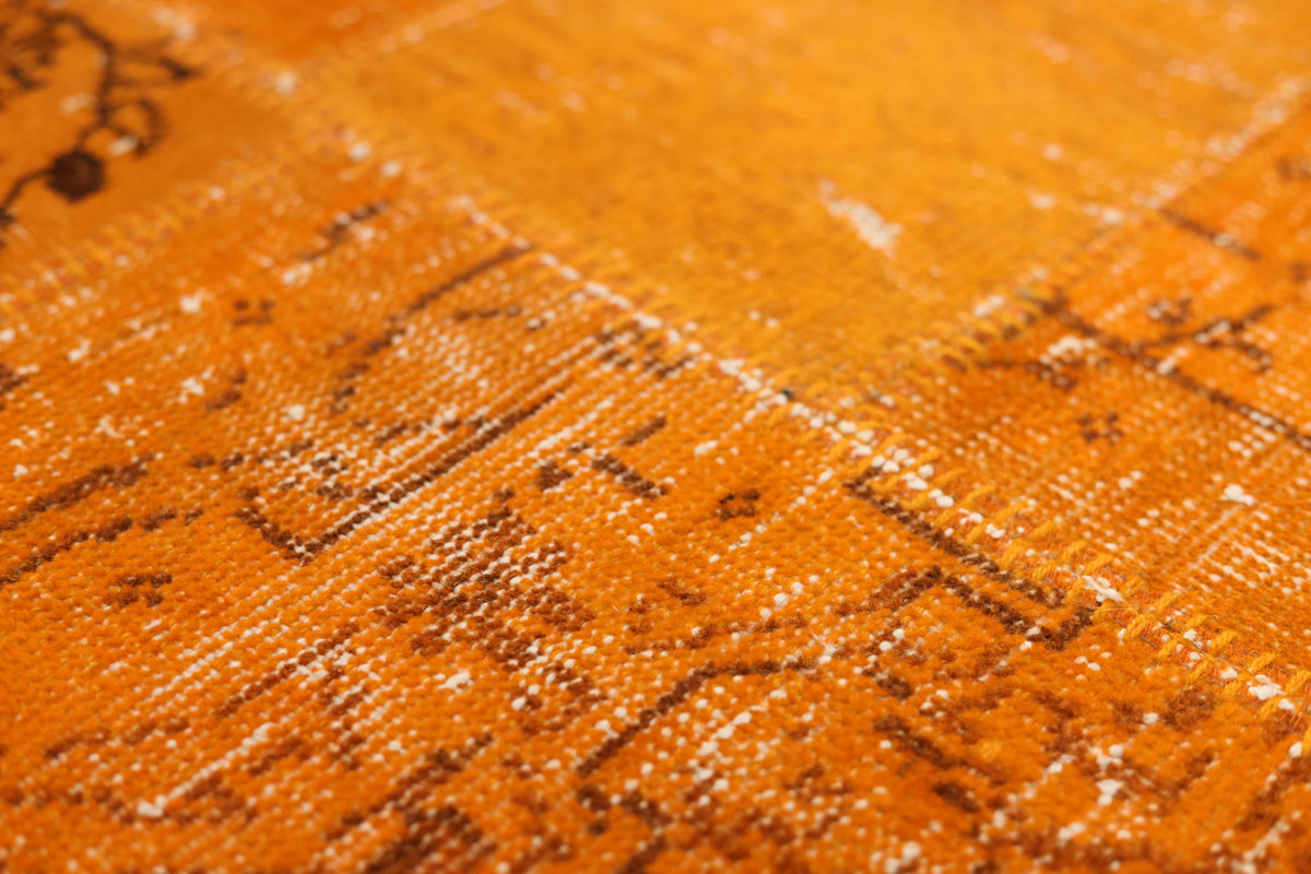 Vintage Turkish Area Rug 5x7 ft — Orange Patchwork