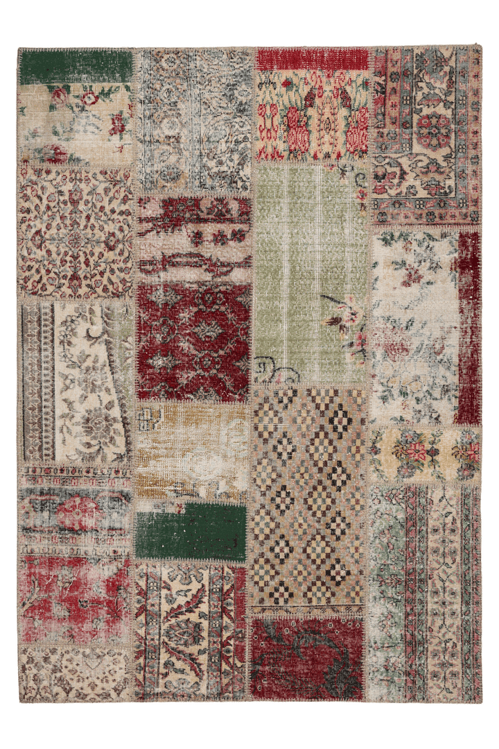 Vintage Turkish Area Rug 5x7 ft — Patchwork (No. 38716)