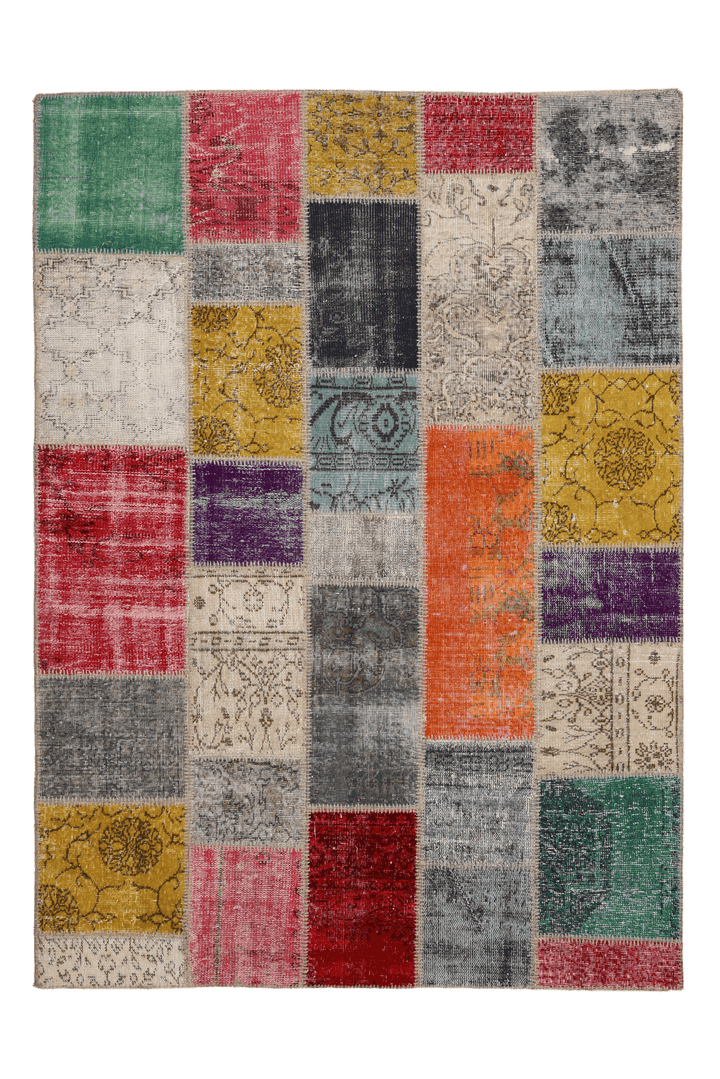 Vintage Turkish Area Rug 5x7 ft — Patchwork (No. 38719)
