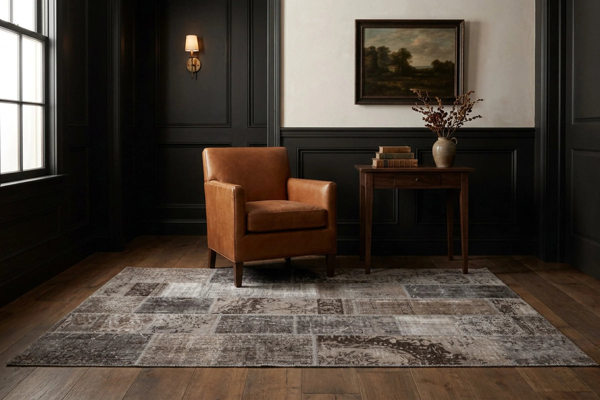 Patchwork Area Rug in a styled room