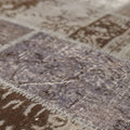 Vintage Turkish Area Rug 5x7 ft — Gray & Brown Patchwork
