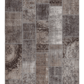 Vintage Turkish Area Rug 5x7 ft — Gray & Brown Patchwork
