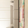 Handmade 5x7 ft patchwork Turkish wool and cotton rug with vibrant, multicolored floral patterns in a bohemian style.