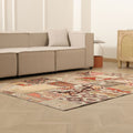 Vintage Turkish Area Rug 5x7 ft — Red & Beige Patchwork