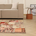 Vintage Turkish Area Rug 5x7 ft — Red & Beige Patchwork