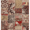Vintage Turkish Area Rug 5x7 ft — Red & Beige Patchwork
