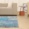 Vintage Turkish Area Rug 5x7 ft — Blue Patchwork (No. 38736)