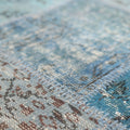 Vintage Turkish Area Rug 5x7 ft — Blue Patchwork (No. 38736)