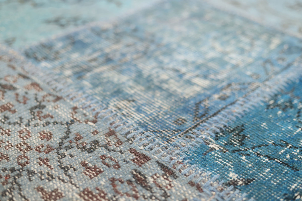 Vintage Turkish Area Rug 5x7 ft — Blue Patchwork (No. 38736)