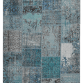Vintage Turkish Area Rug 5x7 ft — Blue Patchwork (No. 38736)