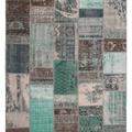 Vintage Turkish Area Rug 6x8 ft — Blue & Brown Patchwork
