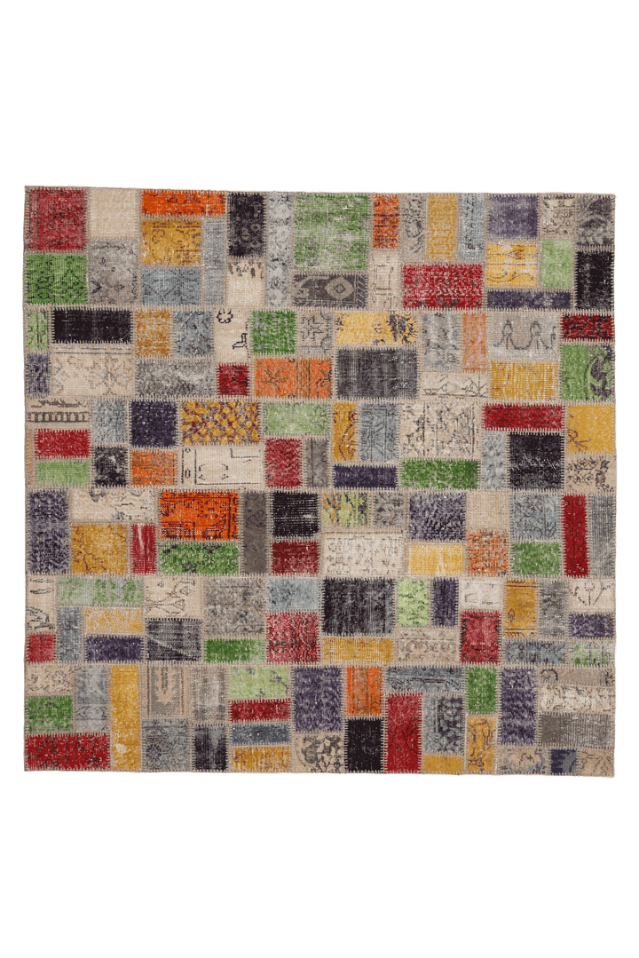 Vintage Turkish Area Rug 6x6 ft — Patchwork