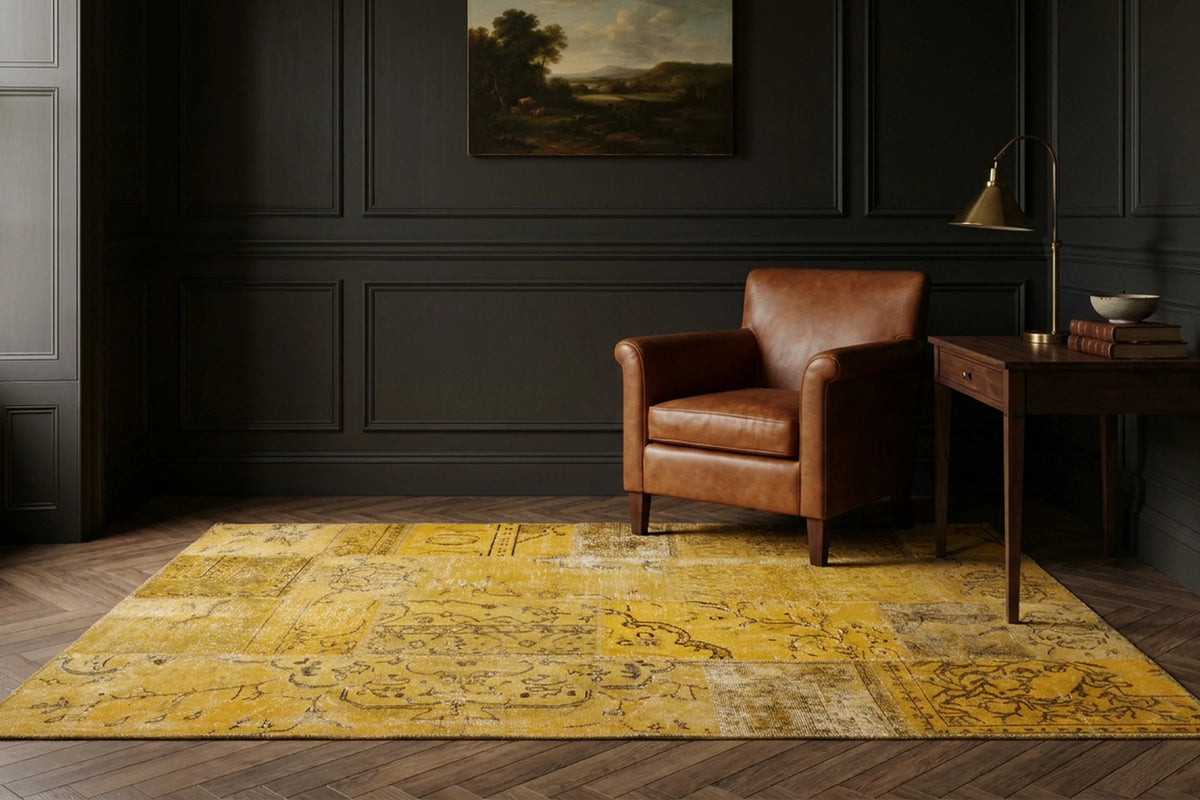 Patchwork Area Rug in a styled room