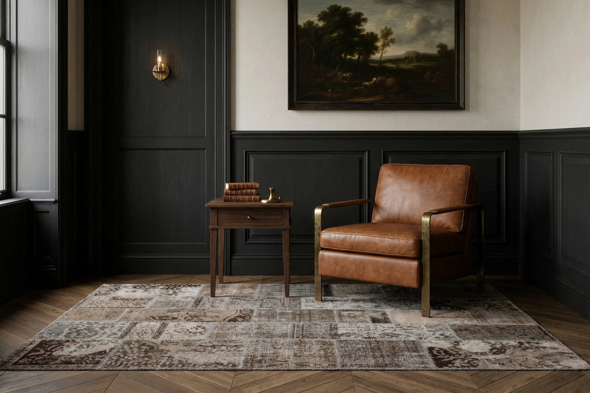 Patchwork Area Rug in a styled room