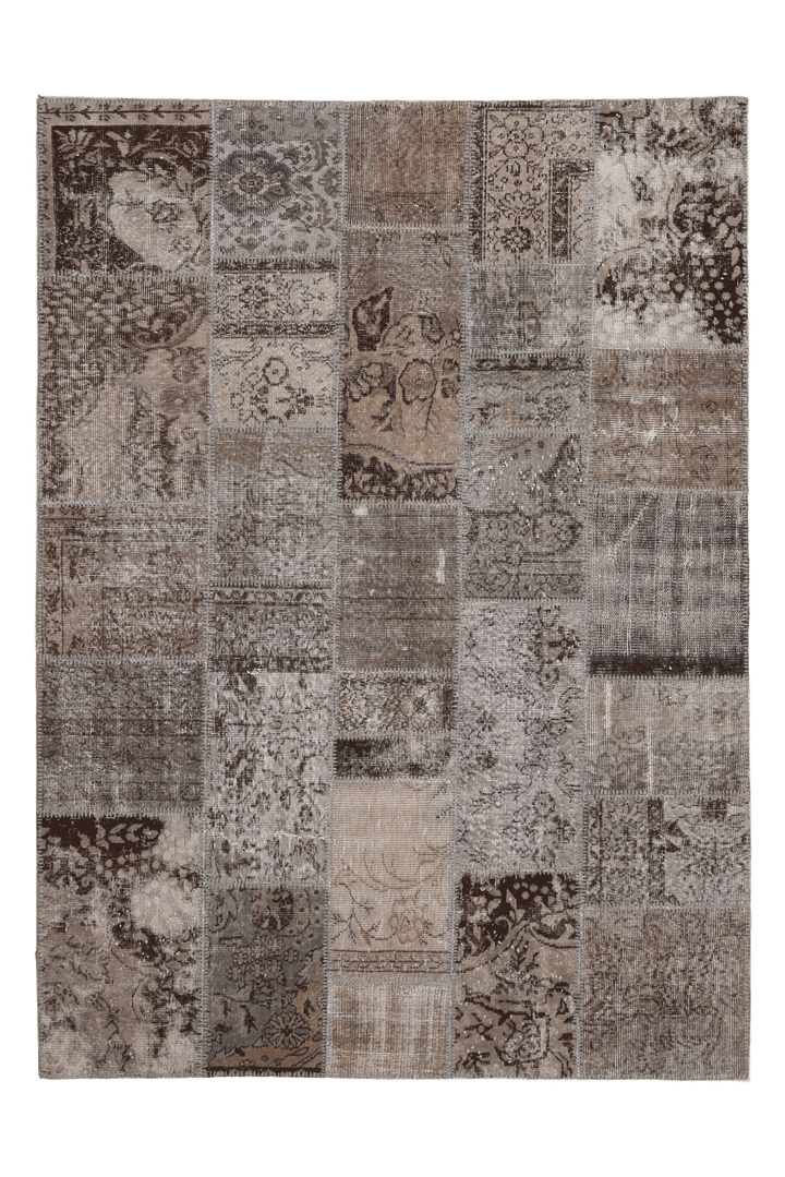 Vintage Turkish Area Rug 5x7 ft — Gray Patchwork