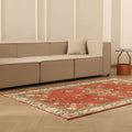 Vintage Isparta Turkish Area Rug 5x8 ft — Red & Beige Floral