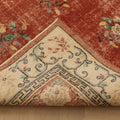 Vintage Isparta Turkish Area Rug 5x8 ft — Red & Beige Floral