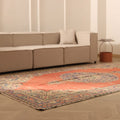 Vintage Manisa Turkish Area Rug 6x11 ft — Red & Blue Floral