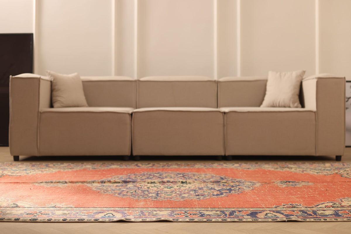 Vintage Manisa Turkish Area Rug 6x11 ft — Red & Blue Floral