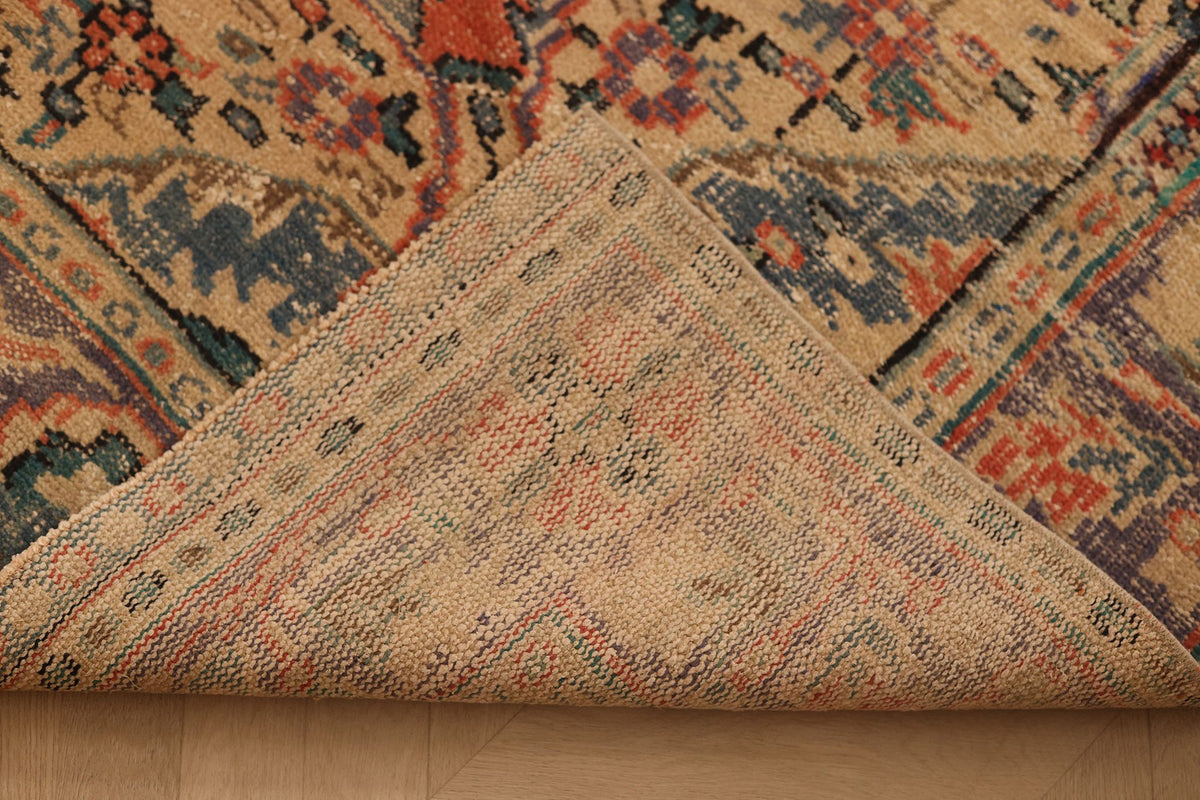 Vintage Manisa Turkish Area Rug 6x11 ft — Red & Blue Floral