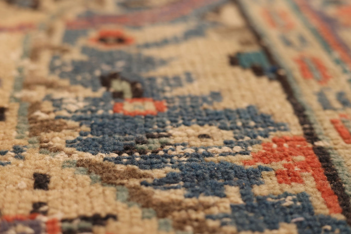 Vintage Manisa Turkish Area Rug 6x11 ft — Red & Blue Floral